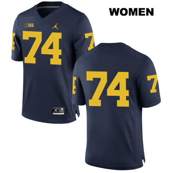 Women's NCAA Michigan Wolverines Ben Bredeson #74 No Name Navy Jordan Brand Authentic Stitched Football College Jersey AJ25L10QP